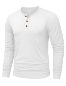 TACVASEN Herren Henley Shirt Baumwolle Langarmshirt Basic mit Knopfleiste