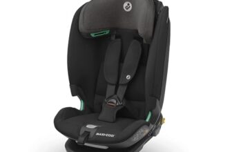 Maxi-Cosi Titan Plus i-Size, mitwachsender Kinderautositz, 15 Monat-12 Jahre (76-150 cm), G-CELL-Seitenaufprallschutz, 4 Liegepositionen, weiche Schaumstoffpolster in Kopfstütze, Authentic Black