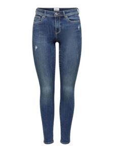 ONLY Female Skinny Fit Jeans ONLWauw Life Mid L34Medium Blue Denim Onlwauw Life Mid Skinny Bj114-3 Noos Large