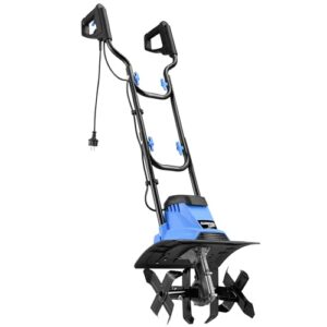 KANWOD Elektro-Bodenhacke, 1500 W, Motorhacke mit 36 cm Arbeitsbreite & 22 cm Arbeitstiefe, Robuste Hackmesser mit vierarmigen Klingen, Gartenfräse zum Umgraben und Auflockern, Schwarz/blau