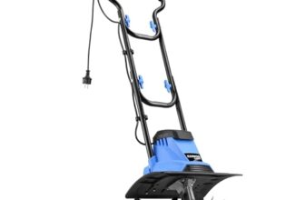 KANWOD Elektro-Bodenhacke, 1500 W, Motorhacke mit 36 cm Arbeitsbreite & 22 cm Arbeitstiefe, Robuste Hackmesser mit vierarmigen Klingen, Gartenfräse zum Umgraben und Auflockern, Schwarz/blau