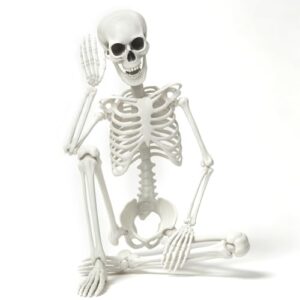 FUDUOXIAO 90cm Halloween Skelett Plastik Ganzkörper Skelett mit beweglichen Gelenken für Halloween Haus Garten Haus Terrasse Dekorationen