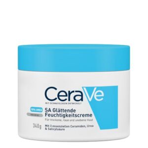 CeraVe Glättende Feuchtigkeitscreme, Bei Trockener, rauer oder unebener Haut, Mit Hyaluronsäure, Urea, 3 essenziellen Ceramiden und Salicylsäure, Auch bei Allergien, 340 g