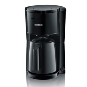 Severin Filterkaffeemaschine mit Thermokanne, Kaffeemaschine für bis zu 8 Tassen, ansprechende Filtermaschine mit Isolierkanne, Single, schwarz, 1 Liter, KA 9306