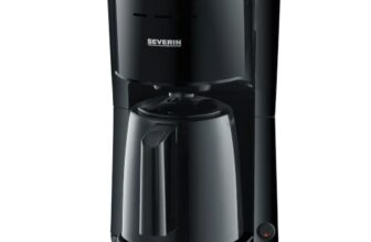 Severin Filterkaffeemaschine mit Thermokanne, Kaffeemaschine für bis zu 8 Tassen, ansprechende Filtermaschine mit Isolierkanne, Single, schwarz, 1 Liter, KA 9306