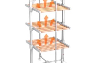Innotic Elektrischer Beheizter Wäscheständer Turm mit Rollen,62*59*111 CM
