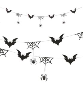 Gruselige Halloween Deko Girlande mit Fledermäusen und Spinnennetzen