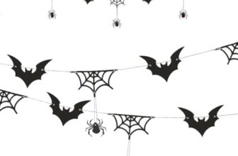 Gruselige Halloween Deko Girlande mit Fledermäusen und Spinnennetzen