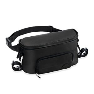 hauck Pushchair Hip Bag, Black – Große 2in1 Bauchtasche & Kinderwagen Organizer mit Reißverschlusstasche & Verstellbarem Gurt, 17 x 11 x 32 cm, Einfache Befestigung am Buggy, für Damen & Herren