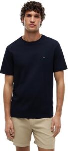 Tommy Hilfiger Herren T-Shirts Kurzarm Essential Regular Fit Rundhalsausschnitt, Blau (Desert Sky), XL