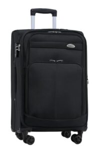 BEIBYE Leichter Stoffkoffer Kofferset Trolley Außentaschen Dehungsfuge mehr Stauraum mit Zahlenschloss (Schwarz, XL-Großer Koffer-74cm)