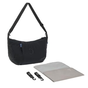 LÄSSIG Baby Wickeltasche zum Umhängen mit Wickelunterlage, Kinderwagenbefestigung, wasserabweisend/GRE Lunua Bum Bag black
