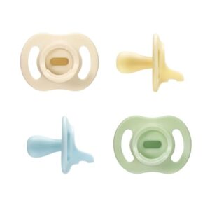Tommee Tippee Ultraleichter StayPut 0-6m, 4er-Pack, Schnuller, einteiliges Silikondesign