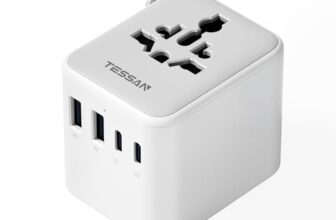TESSAN Reiseadapter Weltweit mit 2 USB A und 2 USB C, Grau