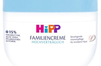 HiPP hochverträglich Familiencreme, mit Sheabutter, Aloe Vera und pflanzlichen Glycerin für trockene Haut, parfumfrei & hypoallergen, bei Neigung zu Neurodermitis, 300 ml
