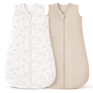Bearmoss Baby Schlafsack 0.5 Tog 100%-Baumwolle für Neugeborene 0-6 Monate 2 Pack Atmungsaktiv Schlafsack für Neugeborene Kleinkind (Apricot)