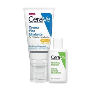 CeraVe Gesichts- und Reise-Set, Feuchtigkeitscreme LSF 30, für normale bis trockene Haut, mit Hyaluronsäure, 52 ml + Gesichtsreiniger, für normale bis trockene Haut, 20 ml