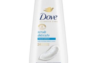 Dove Sanftes Peeling, feuchtigkeitsspendendes Duschgel, milde Formel auf dem Hautmikrobiom, mit pflanzlichen feuchtigkeitsspendenden Wirkstoffen, ohne SLES, Duschbad für Damen und Herren, 225 ml