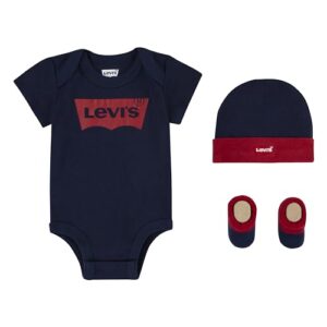 Levi’s Kids Classic batwing infant hat bodysuit bootie set 3pc Baby Jungen Pastel Turquoise 0-6 Monate