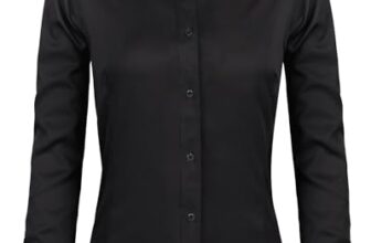 J.VER Bluse Damen Casual Business Blusen Button Down Shirts klassische Langarm Kragen Tops Bügelleichtes Modern Oberteil,Schwarz,M