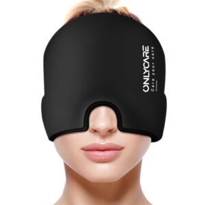 ONLYCARE Migräne Maske, Upgraded Kühlmaske Schlafmaske Kühlmütze Kühlhaube