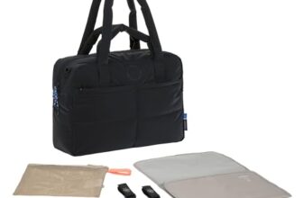 LÄSSIG Baby Wickeltasche mit Tragegriff und Wickelunterlage, Kinderwagenbefestigung, wasserabweisend/GRE Everyday Bag black