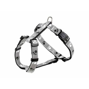 TRIXIE Silver Reflect Geschirr Größe M–L: Brustumfang 50–75 cm/25 mm in schwarz/silbergrau – reflektierendes Hundegeschirr mit stufenlos verstellbaren Elementen für mittelgroße Hunde, 12233