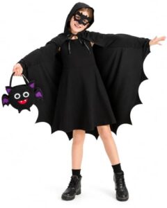 JadeLink Fledermaus Kostüm mit Fledermaus-Haarclips und Bonbontasche