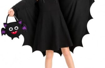 JadeLink Fledermaus Kostüm mit Fledermaus-Haarclips und Bonbontasche