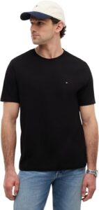 Tommy Hilfiger Herren T-Shirts Kurzarm Essential Regular Fit Rundhalsausschnitt, Schwarz (Black), XL