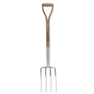 Spear & Jackson 4550DF Edelstahl-Grabegabel, Polierter Edelstahlkopf, Hartholzstiel, Gartengabel zum Graben und zur Bodenbearbeitung