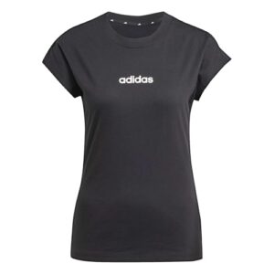 adidas Damen Essentials Linear Cotton Shirt, Black/White, XL