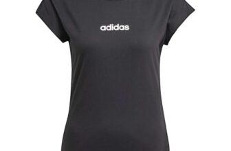 adidas Damen Essentials Linear Cotton Shirt, Black/White, XL