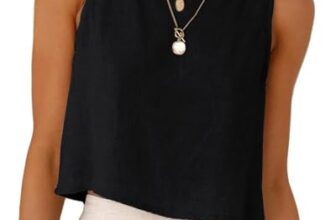 Tanmolo Tank Top Damen Leinen Tops Sommer Oberteile Schwarz M