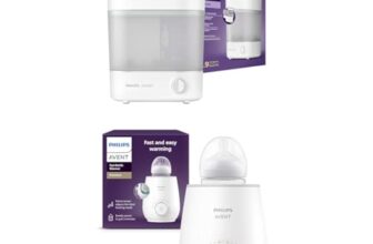 Philips Avent SCF291/00 Sterilisator für bis zu 6 Babyflaschen, Sauger und Zubehör, weiß & SCF358/00 Flaschenwärmer für schnelles und gleichmäßiges Erwärmen von Milch & Babynahrung, weiß