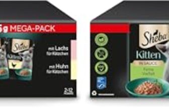 Sheba Katzen Nassfutter für Kitten im Portionsbeutel Feine Vielfalt mit Lachs (MSC) und Huhn in Sauce Multipack 40x85g (Packung mit 2)