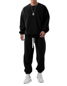 JMIERR Jogginganzug Herren Streetwear Trainingsanzug Set,Schwarz L
