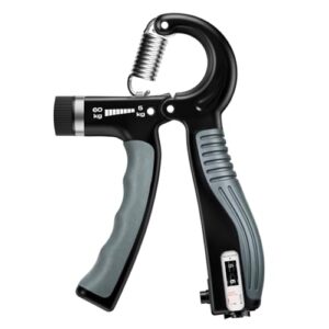 Verstellbarer Handgreifer mit Smart Zähler, 5-60 kg Widerstand Grip Krafttrainer für Sport und Fitness((Schwarz-Grau, 5–60 kg)