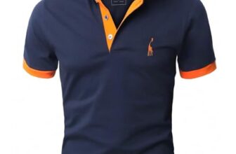 GLESTORE Herren Kurzarm Poloshirt Baumwolle Giraffen Stickerei XS-5XL