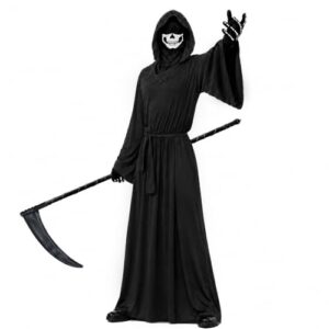 Sensenmann-Kostüm-Set für Erwachsene, Halloween Outfit Geister Robe,150 cm