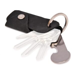 DONBOLSO® Colt I Schlüsseletui mit Einkaufswagenlöser I Leder Etui für 1-6 Schlüssel Schlüsselring I Schwarz