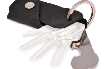 DONBOLSO® Colt I Schlüsseletui mit Einkaufswagenlöser I Leder Etui für 1-6 Schlüssel Schlüsselring I Schwarz