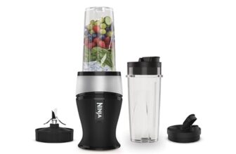 Ninja Slim Mixer & Smoothie Maker, 700 W, 2 x 470 ml, Silber/Schwarz