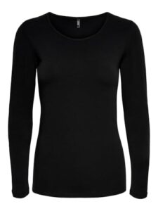 ONLY Damen Onllive Love Life L/S Oneck Top Noos JRS T-Shirt, Schwarz, M EU
