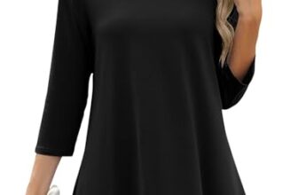 EFFAN Blusen & Tuniken für Damen 3/4 Arm Top Shirt Lässig Oberteil Blusen