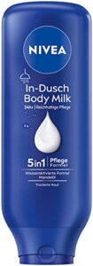 NIVEA In-Dusch Body Milk (400 ml), Körpercreme mit Mandel-Öl und wasseraktivierter 5in1 Pflege Formel, feuchtigkeitsspendende Body Lotion für die Dusche