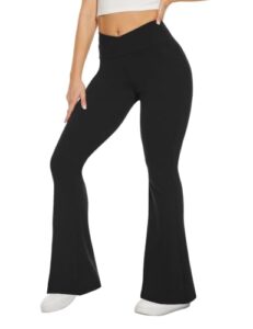 TNNZEET Schlaghose Damen Cross Waist Flared Yogahose Leggings Blickdicht