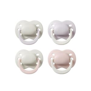 Tommee Tippee Schnuller für Neugeborene, 0–2 Monate, 4 Stück, Kieferorthopädischer Sauger, Zusätzliche Luftlöcher, Kleine Form, 100% BPA-freies Silikon, Helle Pflaume und Zuckerwatte