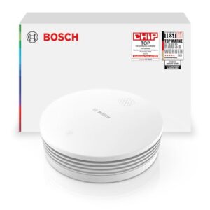 Bosch Smart Home Rauchwarnmelder II, Smarter Rauchmelder mit Sirene & App-Alarm, vernetzter Brandschutz im ganzen Zuhause, Apple Home kompatibel, einfache Montage, Controller II erforderlich