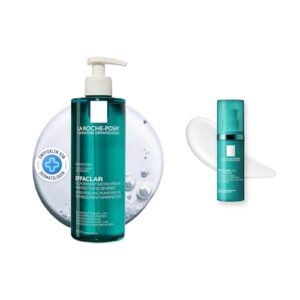 La Roche Posay Effaclar Set mit Mikro-Peeling Reinigungsgel & A.Z. Gel-Creme, Pflegeset zur Milderung von Unreinheiten, Reinigung und Glättung, Für fettige, zu Akne neigende Haut, 400ml + 40ml